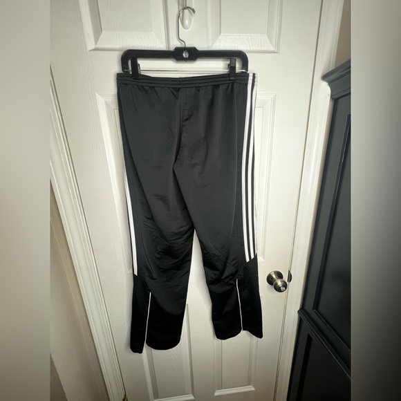 Vtg adidas Women's Medium Black 3 Stripe Warmup Track Pants UK 14 Zip Hem M - Picture 13 of 13